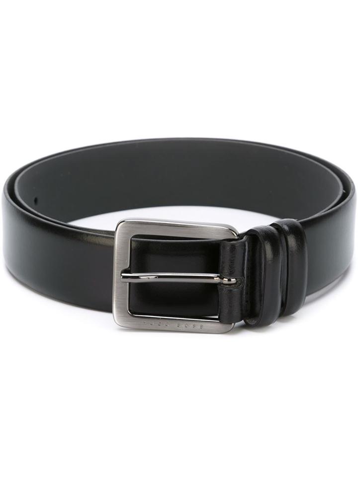 Boss Hugo Boss Classic Buckle Belt, Men's, Size: 90, Black, Calf Leather