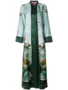 F.r.s For Restless Sleepers - Forest And Bird Print Kimono Dress - Women - Silk - S, Green, Silk