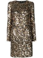 Dolce & Gabbana Sequined Leopard-print Mini Dress - Gold