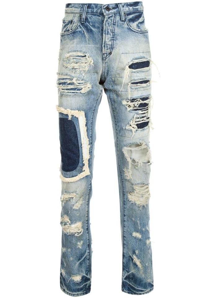 Prps Distressed Patchwork Jeans, Men's, Size: 33, Blue, Cotton