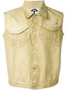 Telfar Sleeveless Denim Jacket, Men's, Size: Medium, Yellow/orange, Cotton