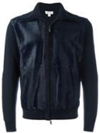 Brioni Zip Up Bomber Jacket, Men's, Size: 46, Blue, Calf Hair/wool