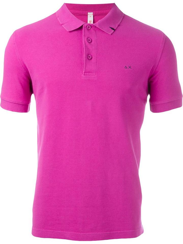 Sun 68 Distressed Polo Shirt, Men's, Size: Xl, Pink/purple, Cotton