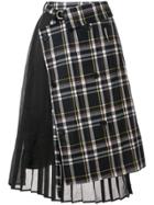 J Koo Check Pleated Skirt - Grey