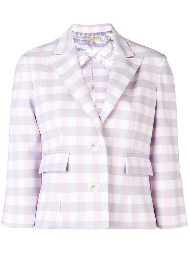 Emilio Pucci Lilac Gingham Check Cropped Blazer - Purple