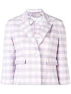 Emilio Pucci Lilac Gingham Check Cropped Blazer - Purple