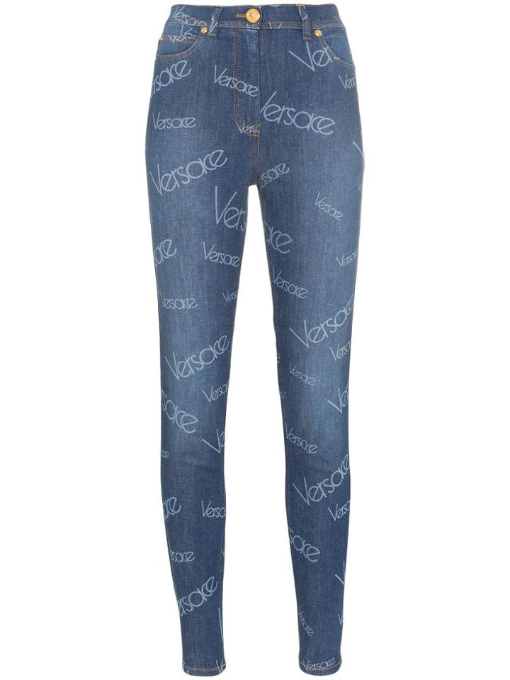 Versace Vintage Logo Print Skinny Jeans - Blue