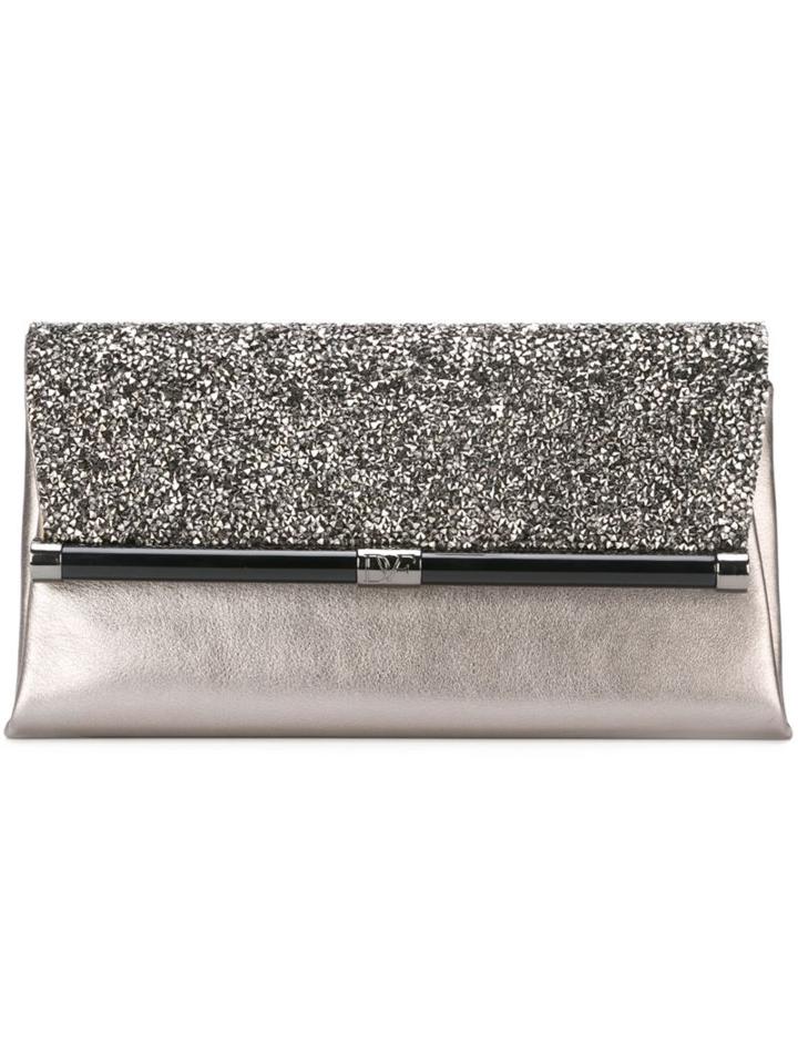 Diane Von Furstenberg 440 Embellished Envelope Clutch, Women's, Grey, Calf Leather/metal