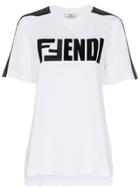 Fendi Fendi Tee Emb Logo Cn Ss Strp Slv - White