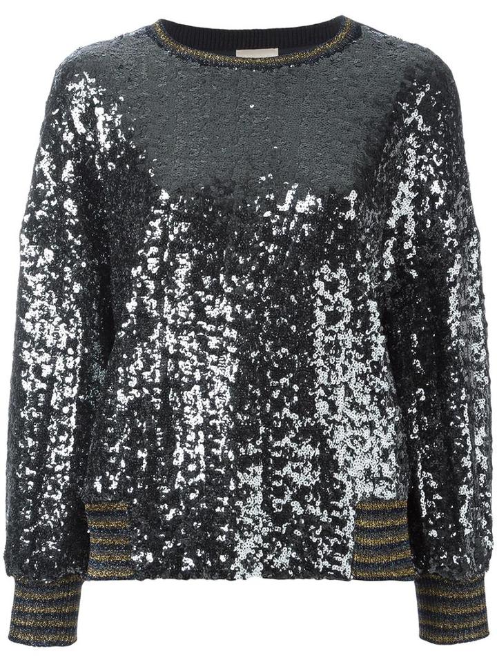 Nude Sequin Embellished Top, Women's, Size: 44, Grey, Wool/polyester/polyamide/cupro