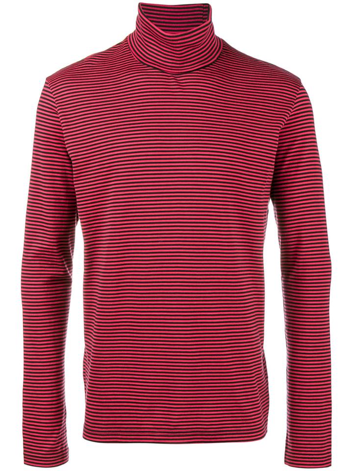John Lawrence Sullivan Roll Neck Stripe Long Sleeve T Shirt - Red