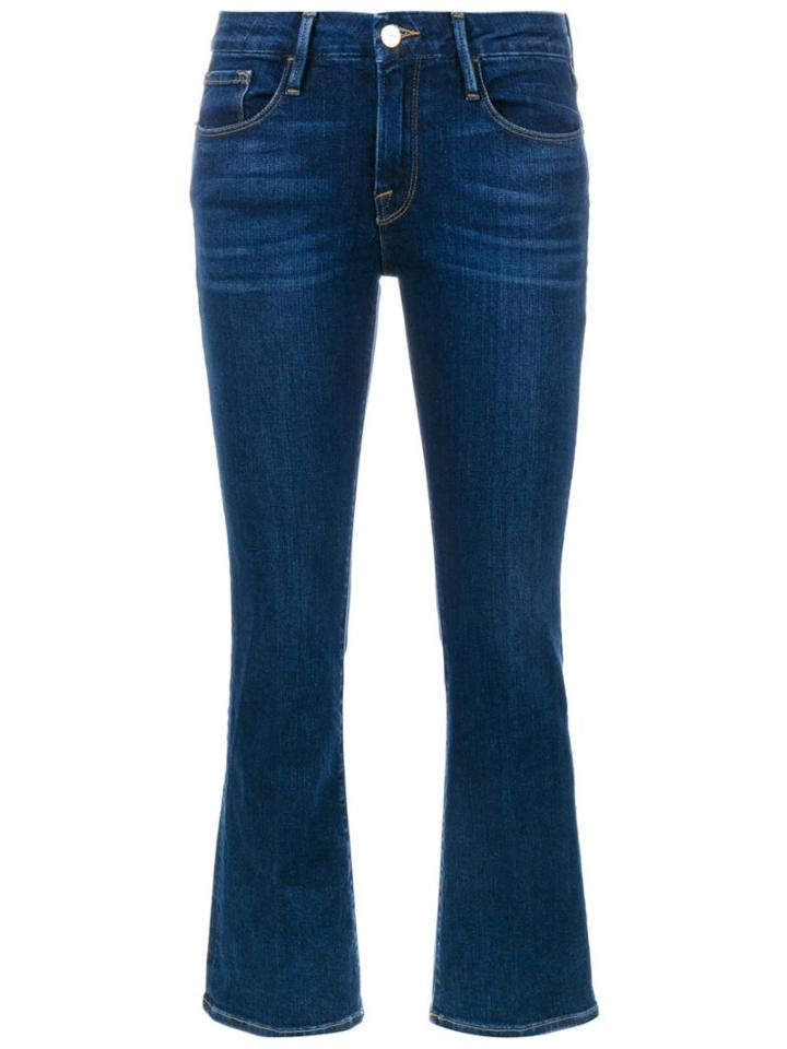 Frame Denim Cropped Bootcut Jeans, Women's, Size: 25, Blue, Cotton/tencel/polyester/spandex/elastane