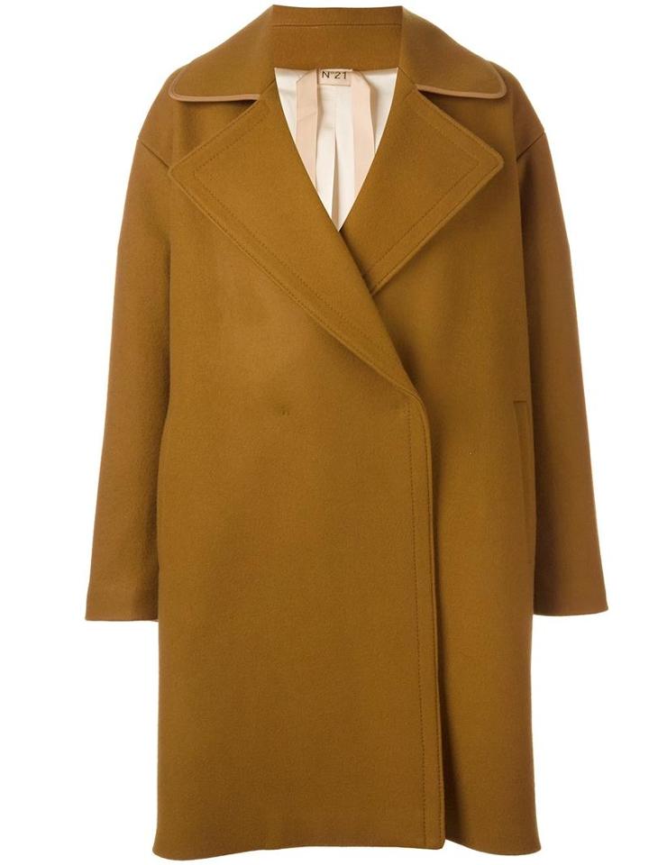 No21 Concealed Fastening Coat, Women's, Size: 40, Brown, Wool/polyamide/cotton/viscose