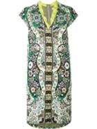 Etro Printed V-neck Dress, Women's, Size: 44, Green, Silk/cotton/viscose