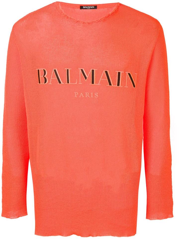 Balmain Embroidered Logo Jumper - Orange