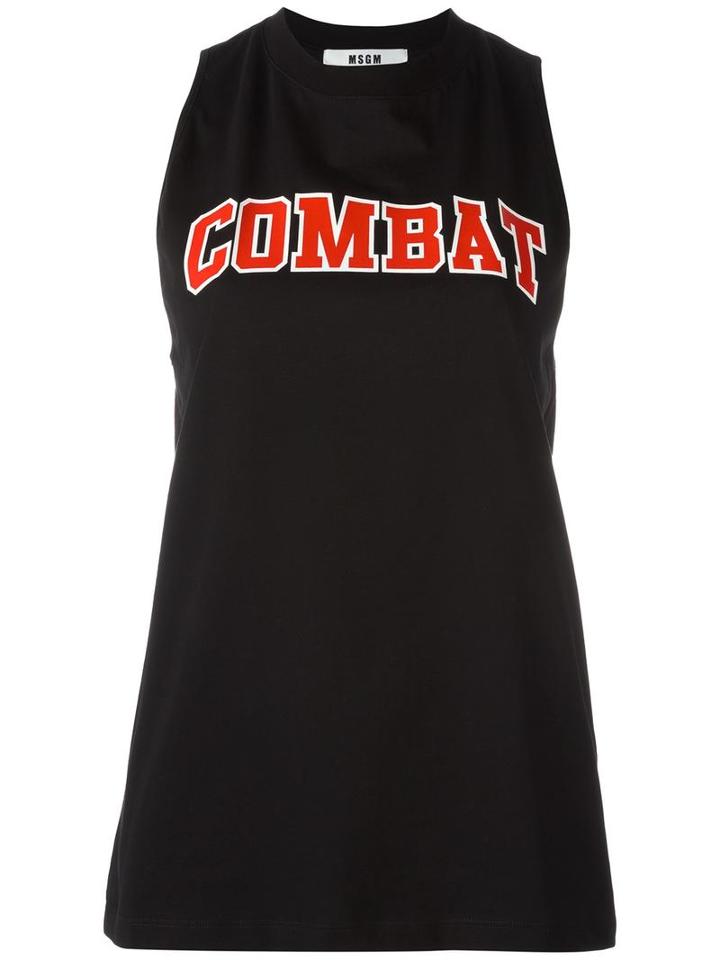 Msgm Logo Print Tank, Women's, Size: Xs, Black, Cotton