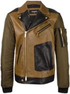 Dsquared2 Pocket Arm Biker Jacket, Men's, Size: 48, Nude/neutrals, Calf Leather/polyamide/polyurethane/cotton
