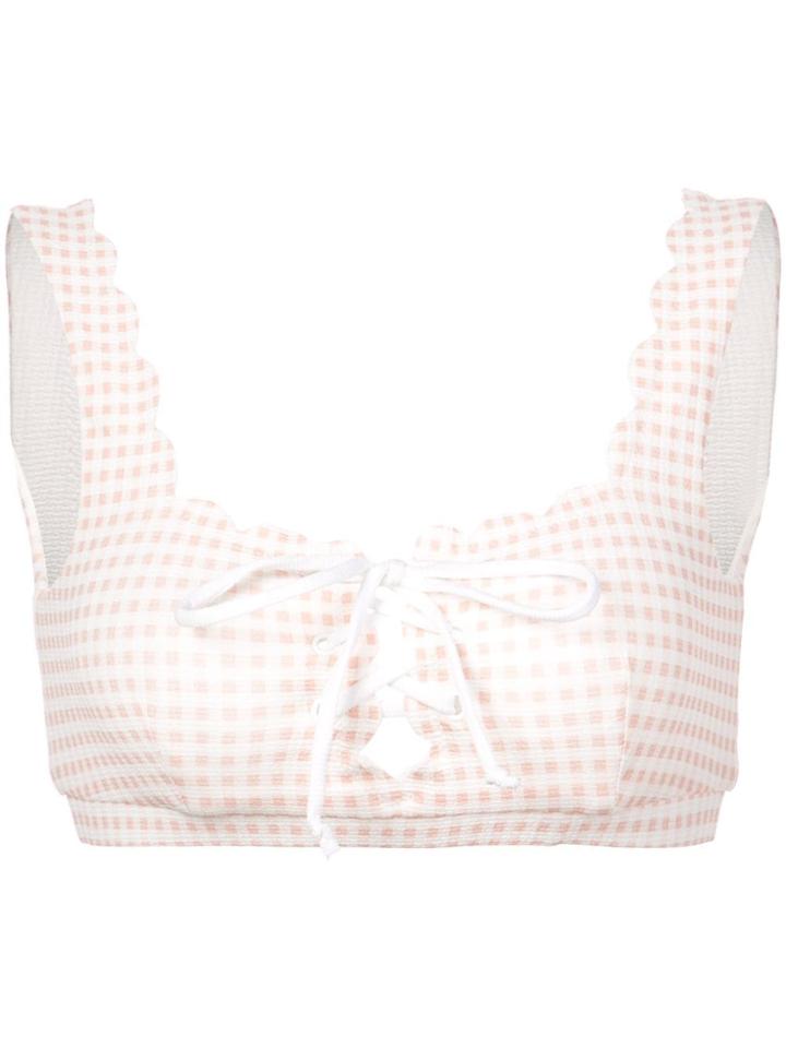 Marysia Lemonade Gingham Bikini Top - White