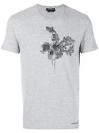 Alexander Mcqueen Leaves Skull Print T-shirt - Grey