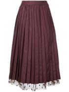 Muveil - Under-layer Pleat Skirt - Women - Polyester/rayon - 40, Red, Polyester/rayon