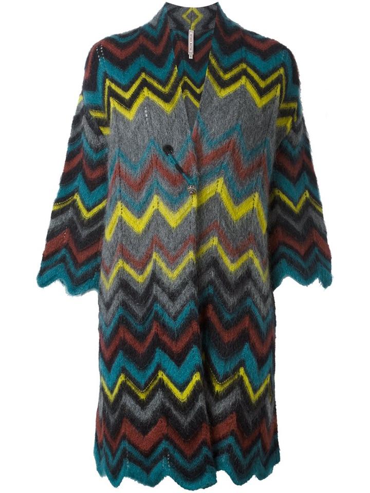 Antonio Marras Chevron Cardi-coat, Women's, Size: Medium, Acrylic/polyamide/mohair/wool