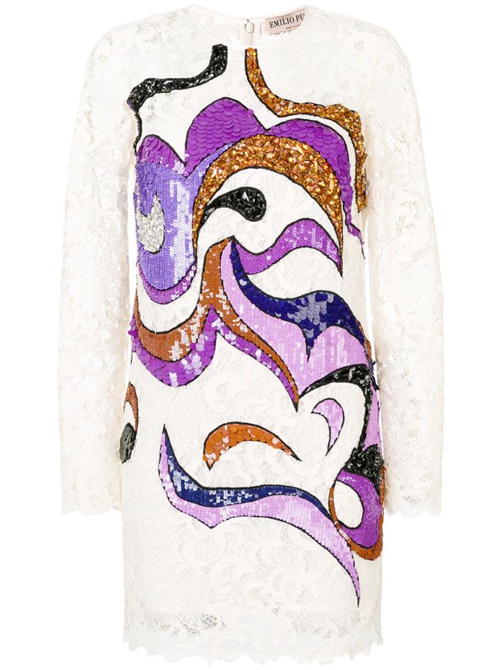 Emilio Pucci Sequined Mini Dress - White