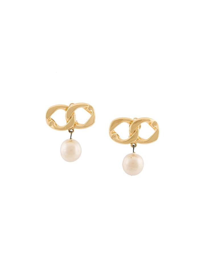 Chanel Vintage Double Link Clip-on Earrings, Women's, Yellow/orange