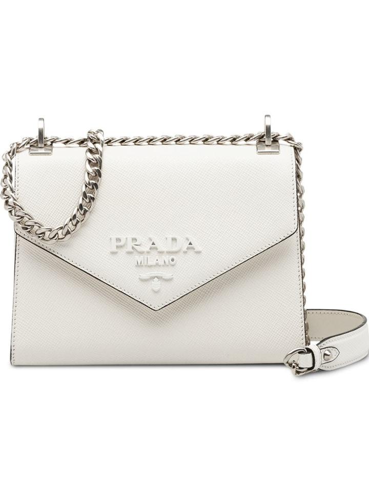 Prada Prada Monochrome Saffiano Leather Bag - White