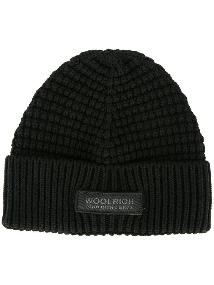 Woolrich Ribbed Beanie, Men's, Size: Large, Black, Virgin Wool