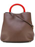 Marni - Contrast Handle Tote - Women - Calf Leather/lamb Skin/polyamide/brass - One Size, Brown, Calf Leather/lamb Skin/polyamide/brass