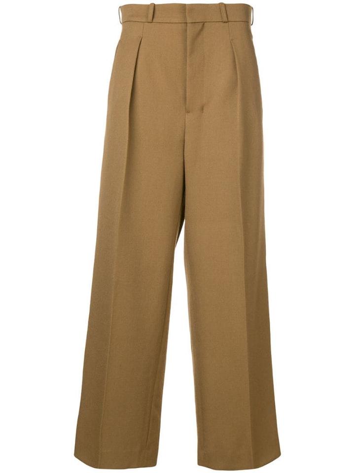 Ami Paris Wide Fit Pleated Trousers - Neutrals