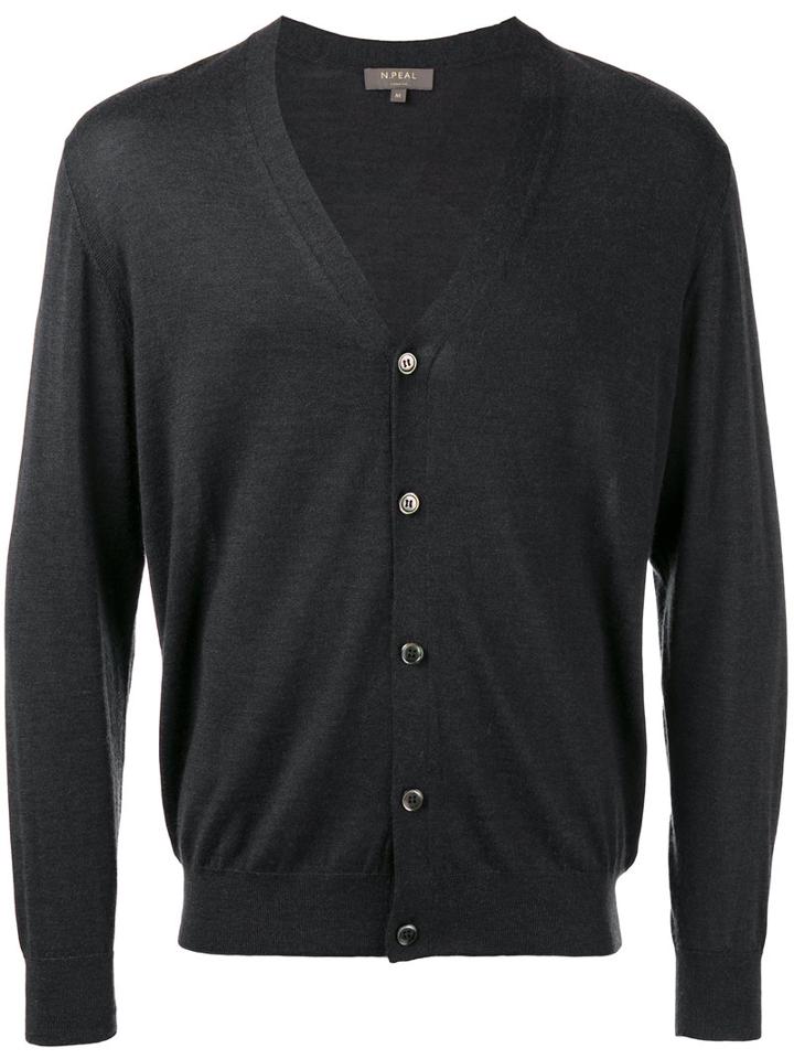 N.peal Button Up Cardigan, Men's, Size: Xl, Grey, Cashmere/silk