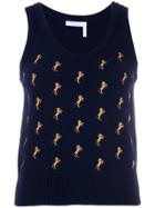 Chloé Horse Embroidered Sweater Vest - Blue