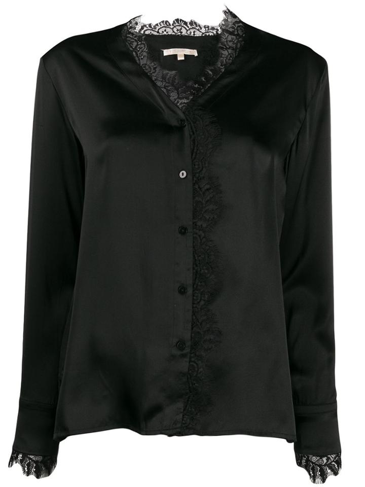 Gold Hawk Lace-trimmed Satin Shirt - Black