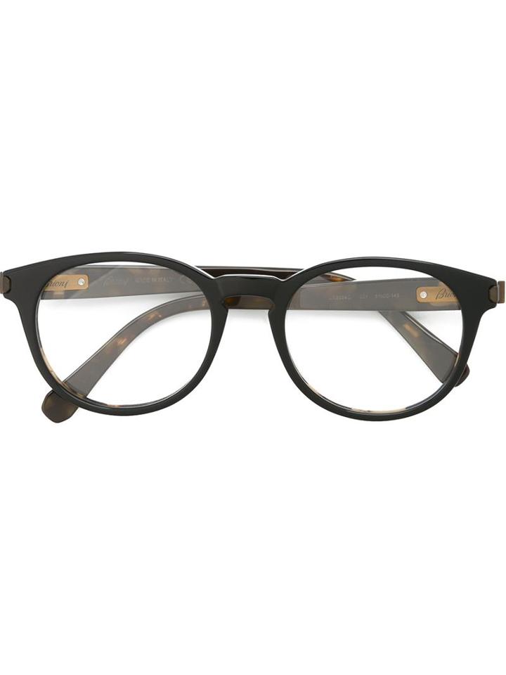 Brioni Round Frame Glasses, Black, Acetate