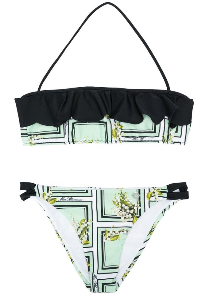 Miss Blumarine Ruffle Printed Bikini - Green
