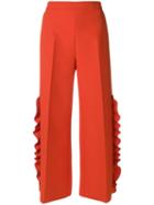 Msgm Wide-leg Ruffle Trousers - Yellow