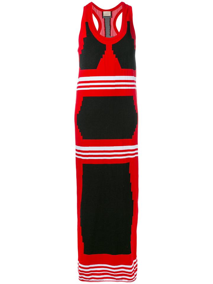 Laneus - Shift Maxi Dress - Women - Cotton/polyamide - Xs, Red, Cotton/polyamide