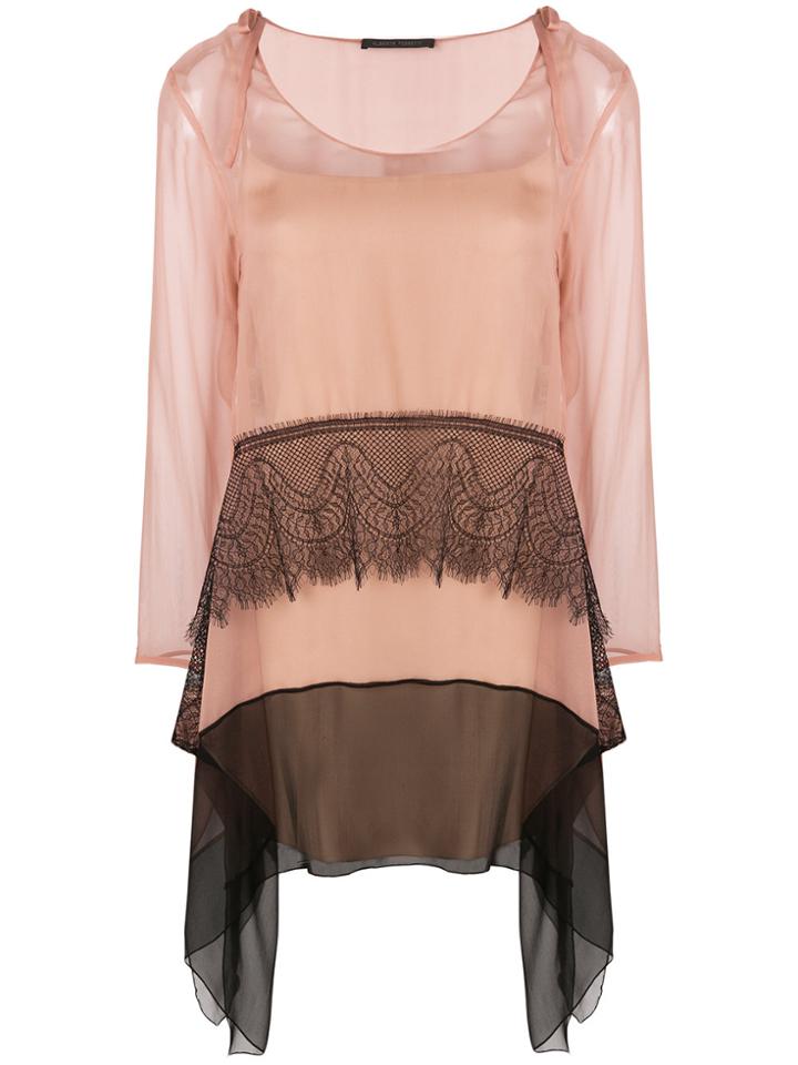 Alberta Ferretti Lace Insert Dress - Pink & Purple