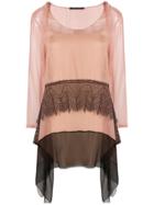 Alberta Ferretti Lace Insert Dress - Pink & Purple