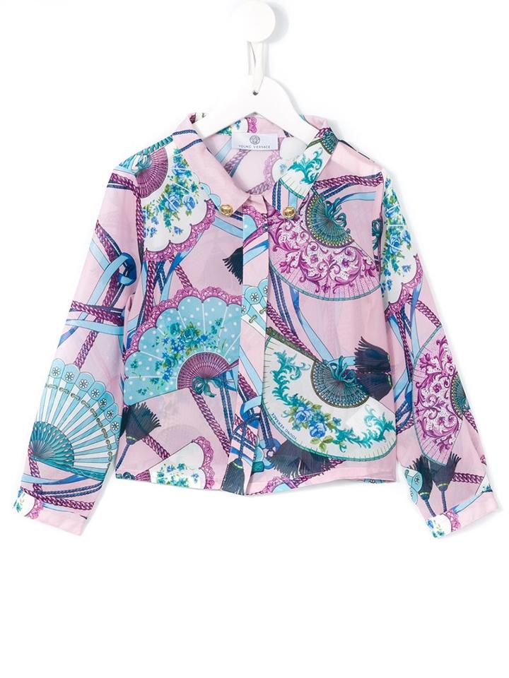 Young Versace Fan Print Shirt, Girl's, Size: 8 Yrs