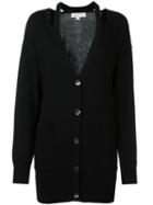 Michael Michael Kors Cut-out Neck Cardigan, Women's, Size: Large, Black, Merino