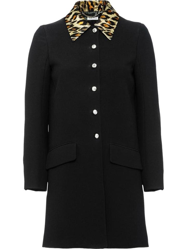 Miu Miu Lurex Leopard Collar Coat - Black