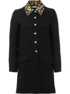 Miu Miu Lurex Leopard Collar Coat - Black