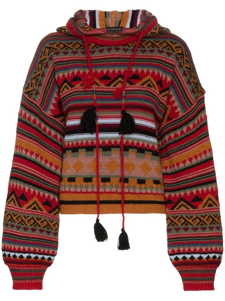 Etro Wool Patterned Hoodie - Red