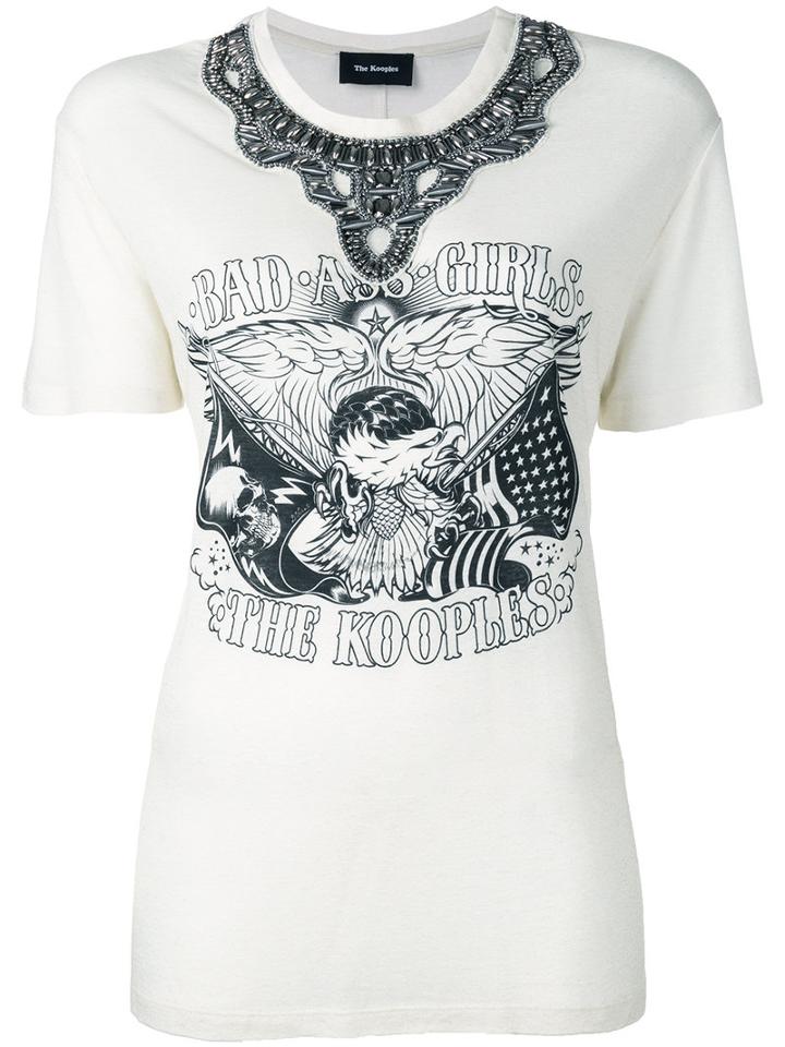 The Kooples Embellished T-shirt, Women's, Size: 1, Nude/neutrals, Viscose/linen/flax