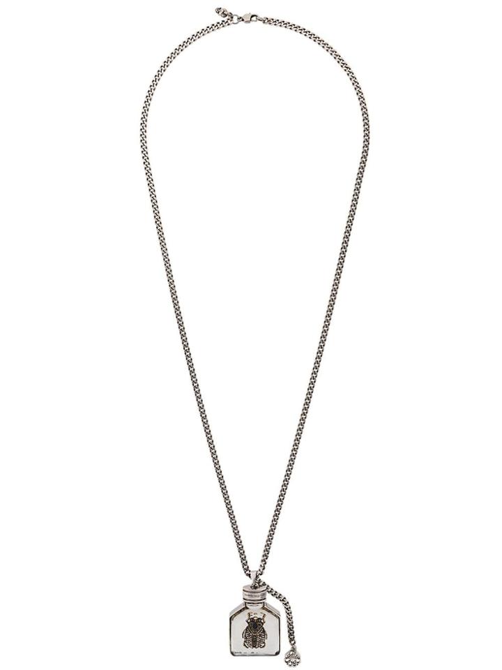 Alexander Mcqueen Jewelled Beetle Necklace - Silver