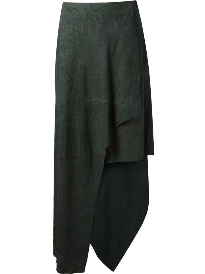 Uma Raquel Davidowicz Suede Asymmetric Skirt, Women's, Size: 42, Green, Leather