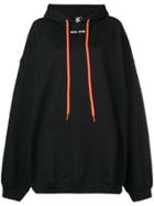 Mia-iam Logo Print Oversized Hoodie - Black