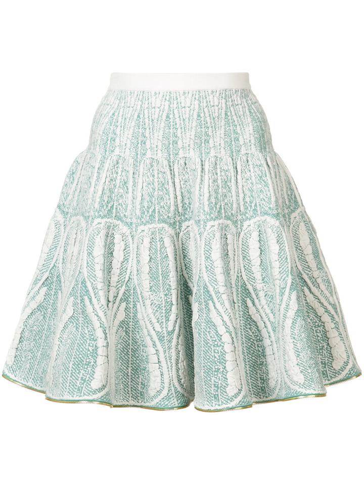 Sophie Theallet - Embroidered Flared Skirt - Women - Silk/polyamide/polyester - M, Green, Silk/polyamide/polyester